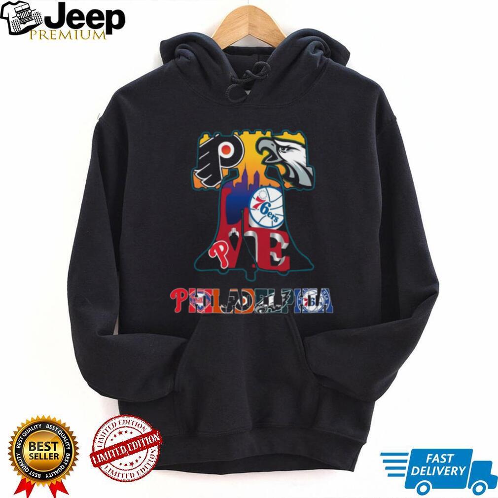 Philadelphia Sports Teams Liberty Bell Skyline Coffee T Shirt