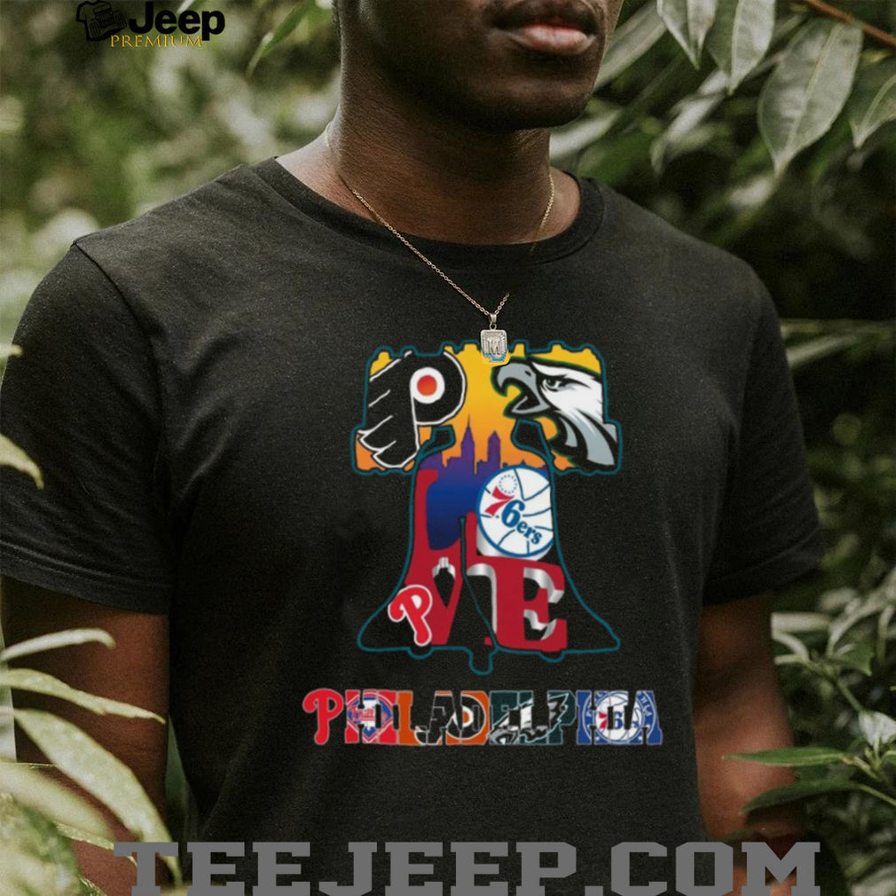Philadelphia Sports Teams Liberty Bell Skyline Coffee T Shirt
