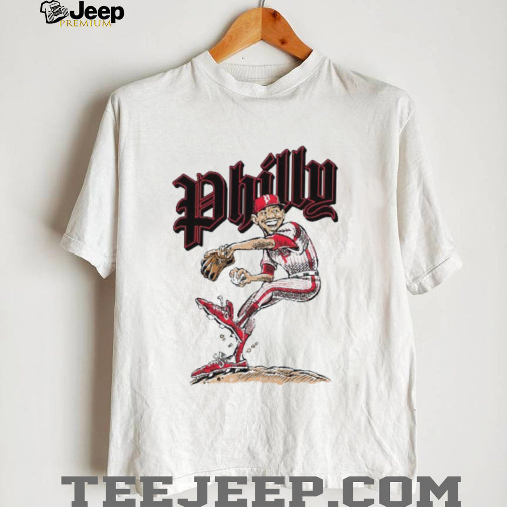 Philly Baseball Pitcher Cartoon Vintage Athletic T Shirt