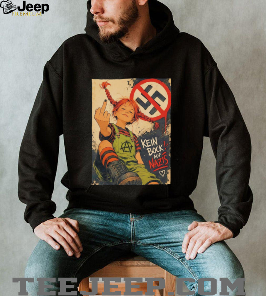 Pippi Longstocking kein bock auf Nazis middle finger vintage shirt
