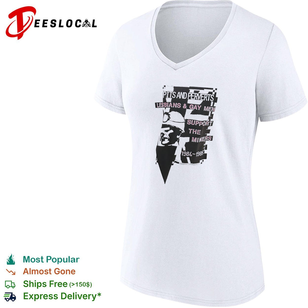 Pits and Perverts Lesbians and Gay Men Support the Miners 1984 1985 coal miner shirt