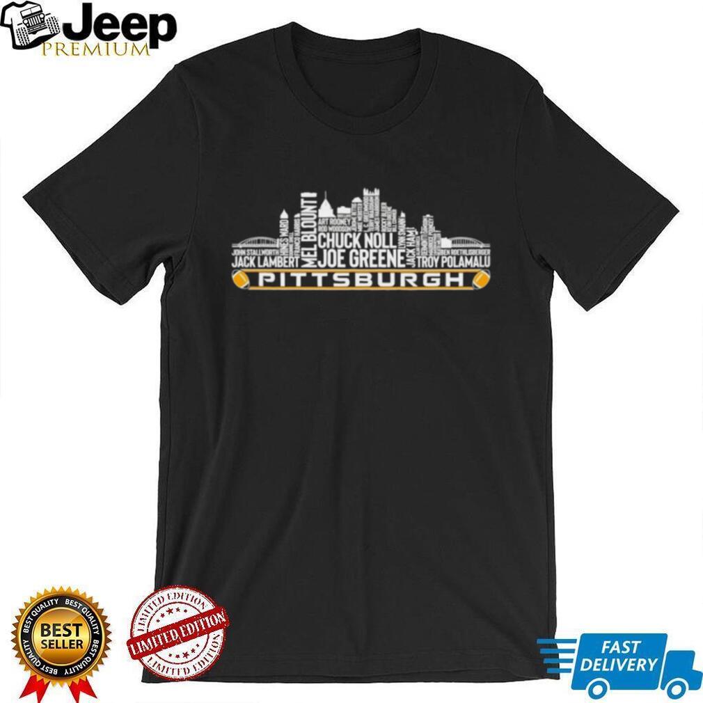 Pittsburgh Football Legends Skyline Word Art T Shirt