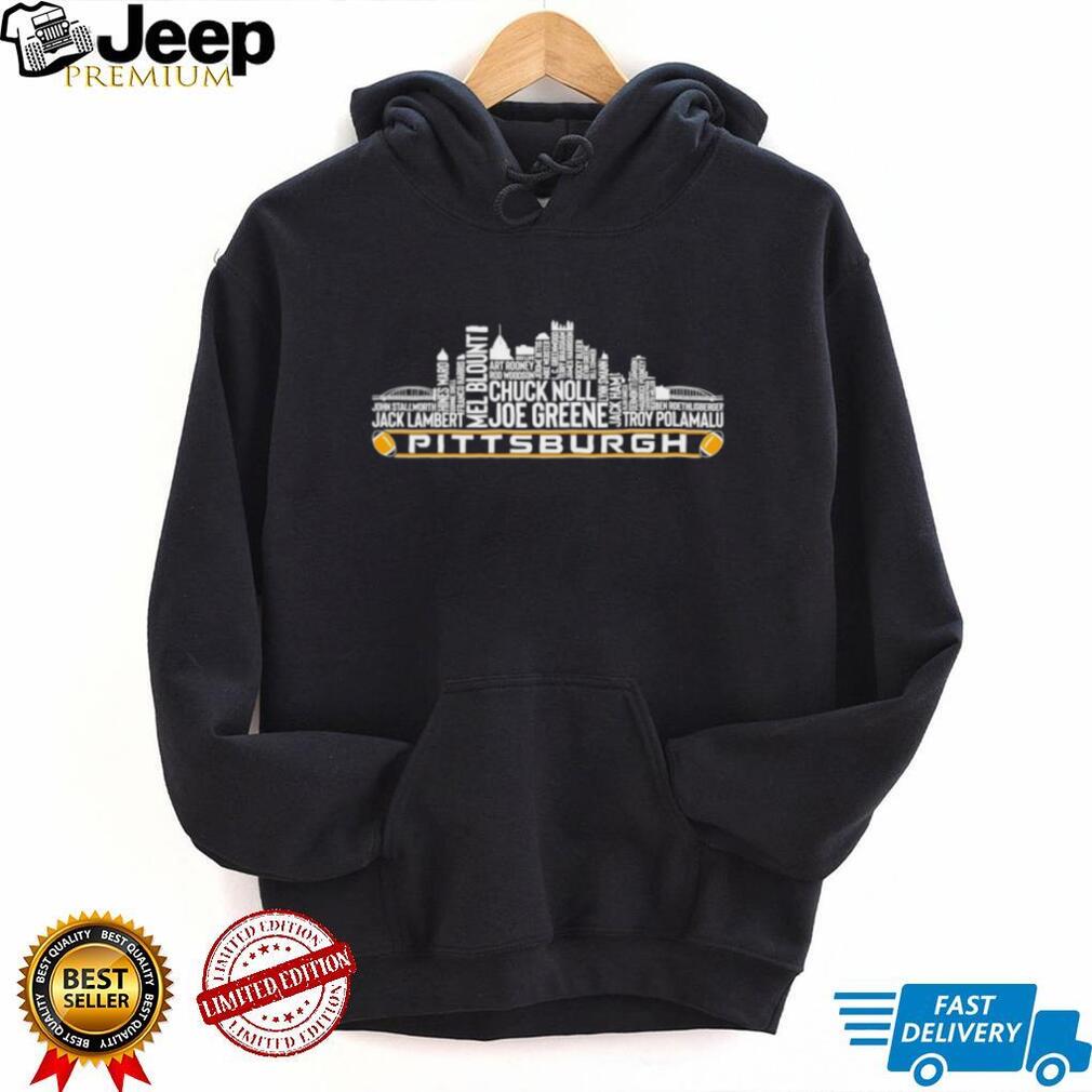 Pittsburgh Football Legends Skyline Word Art T Shirt
