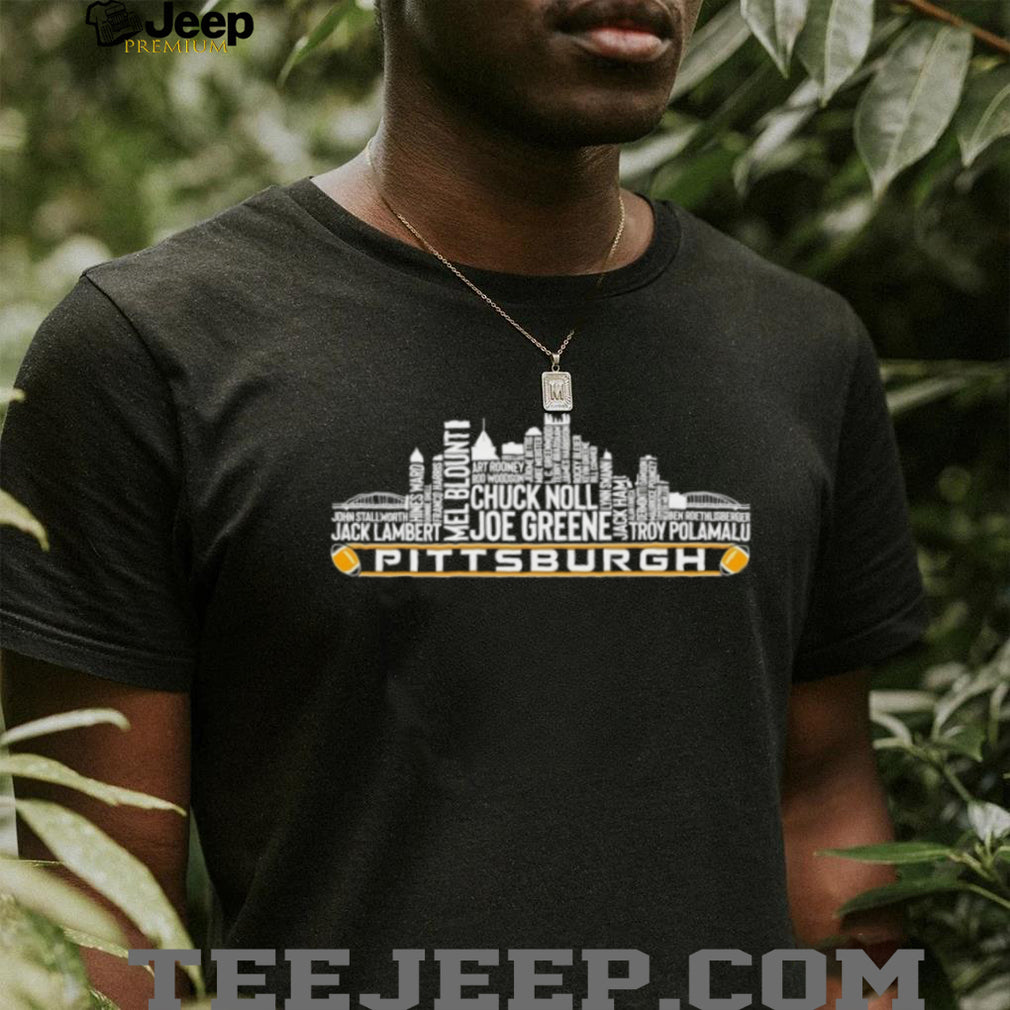 Pittsburgh Football Legends Skyline Word Art T Shirt