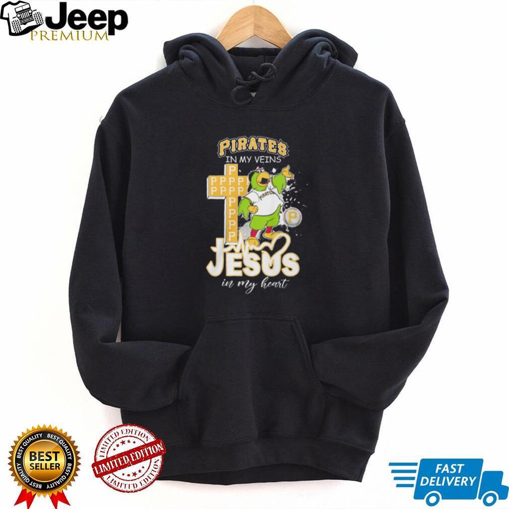 Pittsburgh Pirates In My Veins Jesus In My Heart Mascot Cross T Shirt