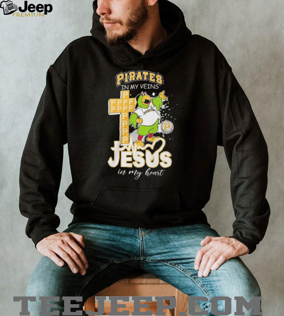 Pittsburgh Pirates In My Veins Jesus In My Heart Mascot Cross T Shirt