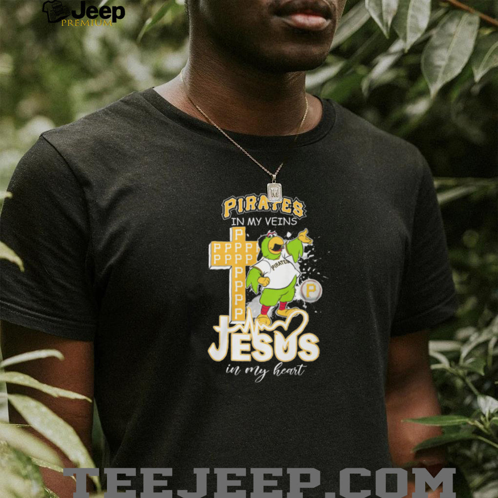 Pittsburgh Pirates In My Veins Jesus In My Heart Mascot Cross T Shirt