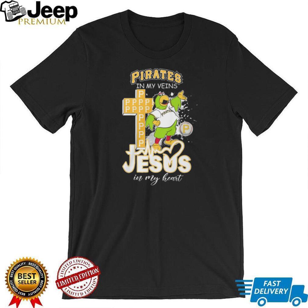 Pittsburgh Pirates In My Veins Jesus In My Heart Mascot Cross T Shirt