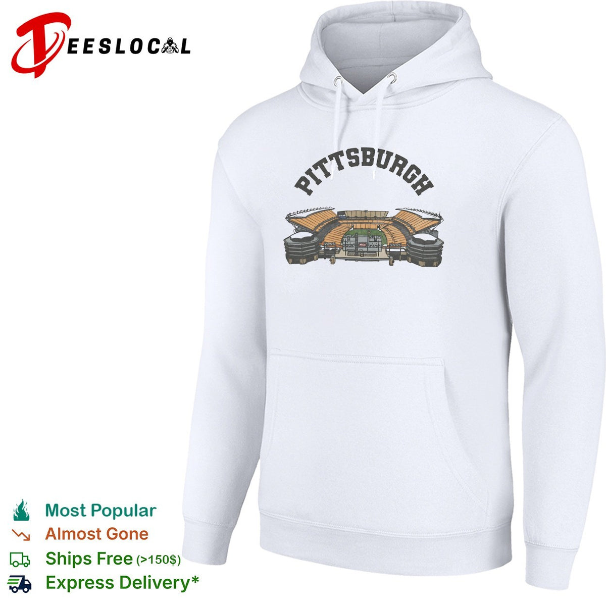 Pittsburgh football stadium aerial illustration arch text vintage art shirt