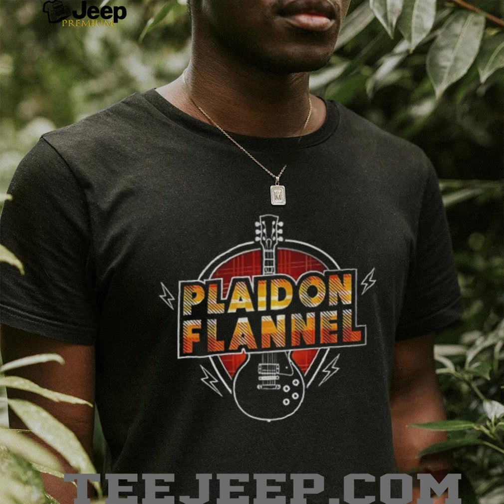 Plaid On Flannel Electric Guitar Rock Music Graphic T Shirt