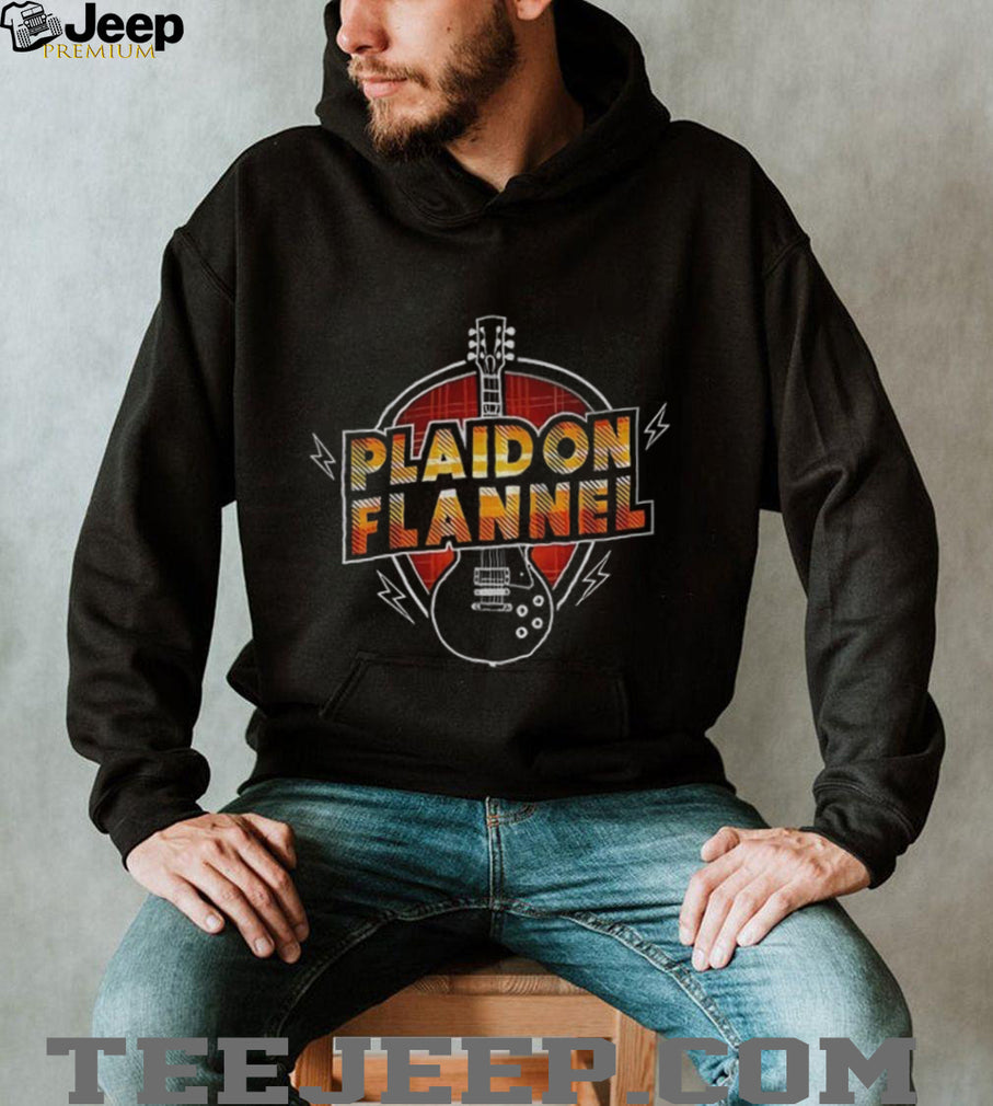 Plaid On Flannel Electric Guitar Rock Music Graphic T Shirt