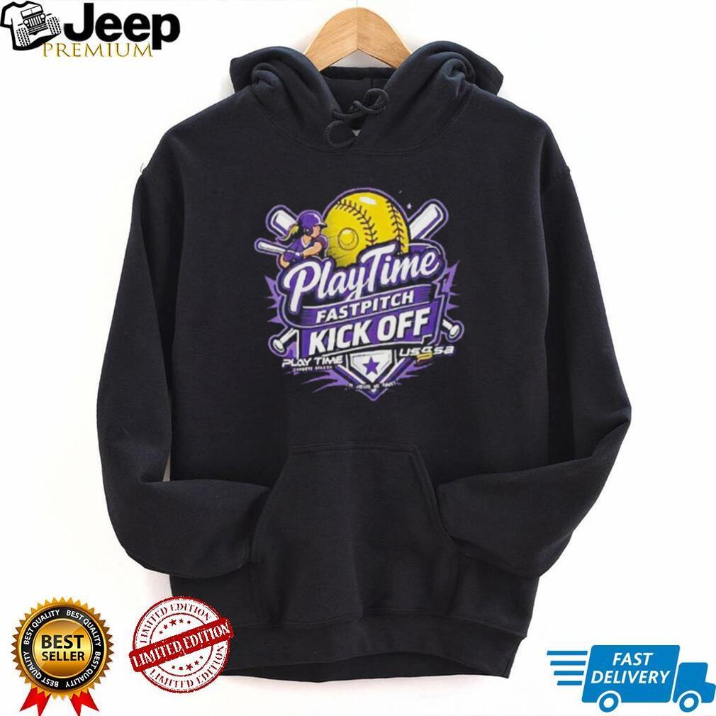 PlayTime Fastpitch Kick Off USSSA Softball Tournament Sports Retro Women Fans Black T Shirt