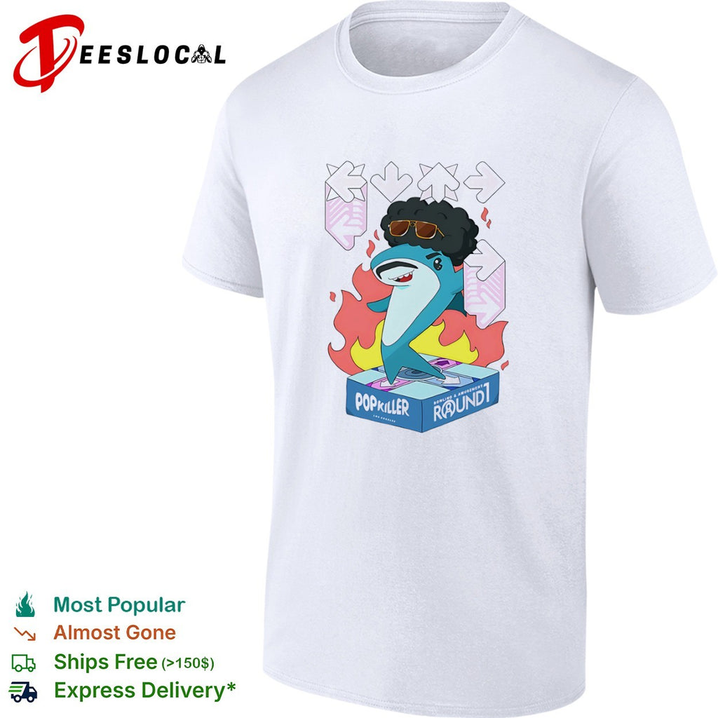 Popkiller Round 1 Bowling and Amusement Disco Shark Dance Shirt