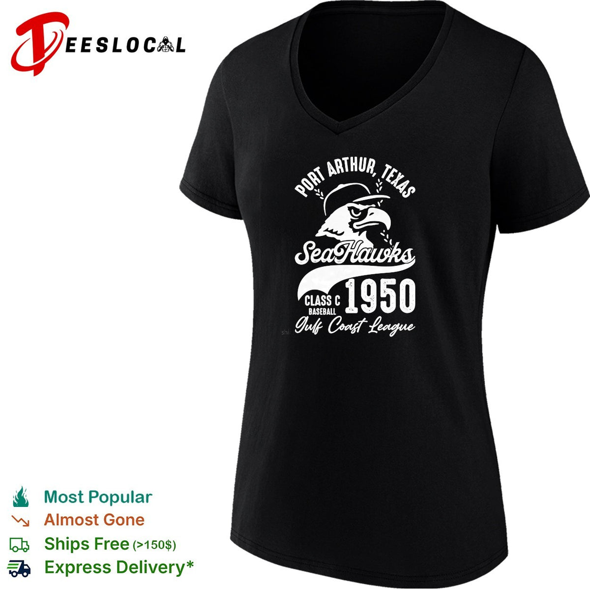 Port Arthur Texas SeaHawks 1950 Class C Baseball Gulf Coast League eagle mascot vintage shirt