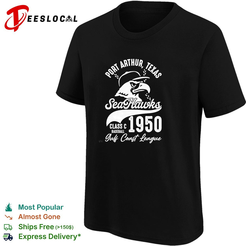 Port Arthur Texas SeaHawks 1950 Class C Baseball Gulf Coast League eagle mascot vintage shirt