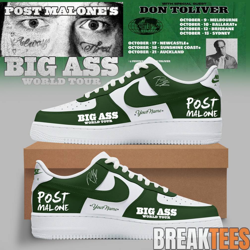 Post Malone Big Ass World Tour Custom Air Force 1 Shoes