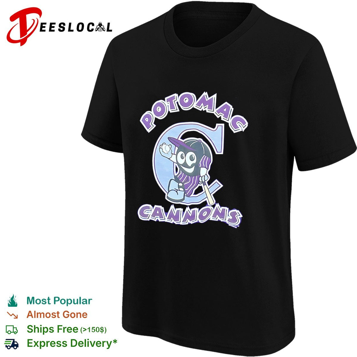 Potomac Cannons Baseball Minor League Team Logo Mascot Character shirt