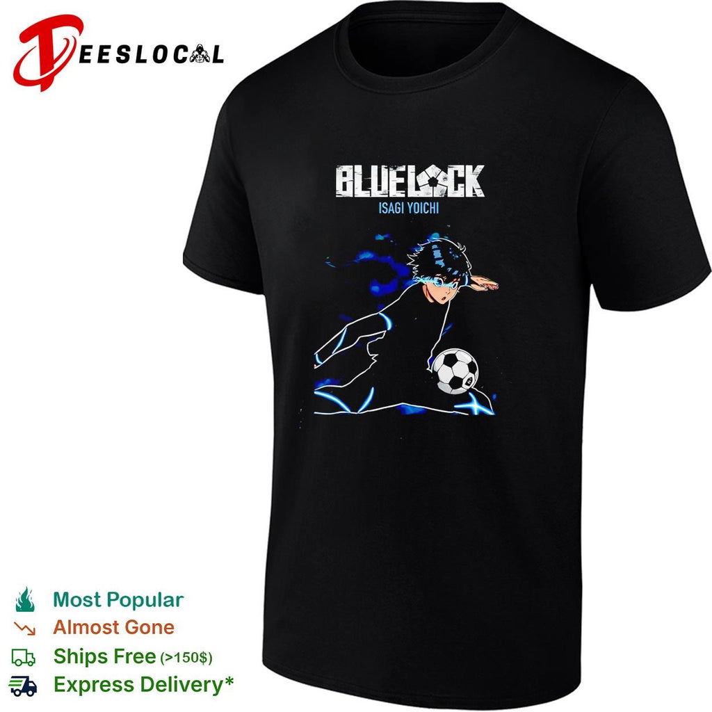 Blue Lock Isagi Yoichi silhouette kicking soccer ball illustration poster shirt