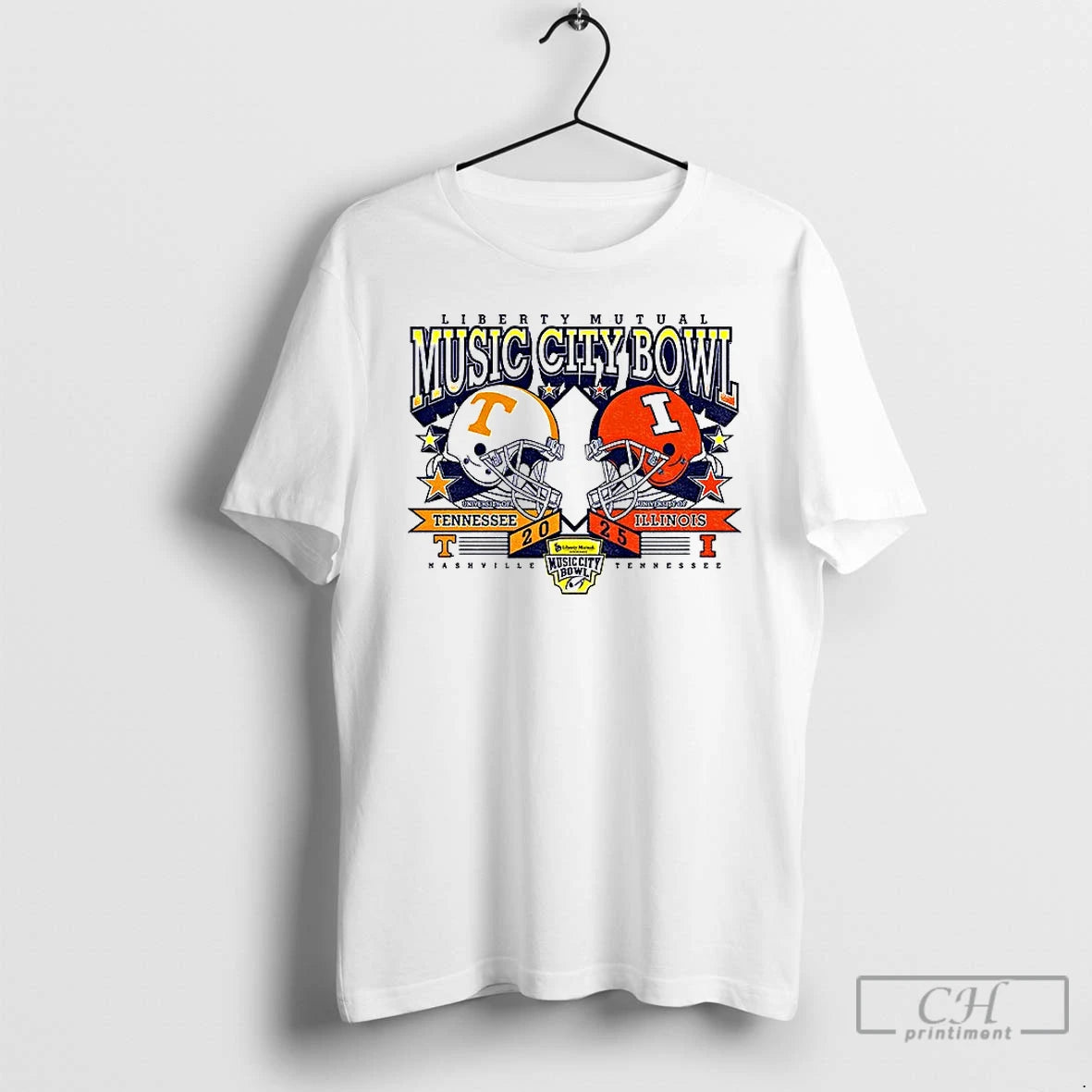 Premium Tennessee Volunteers Vs Illinois Fighting Illini Music City Bowl Liberty Mutual 2025 T Shirts