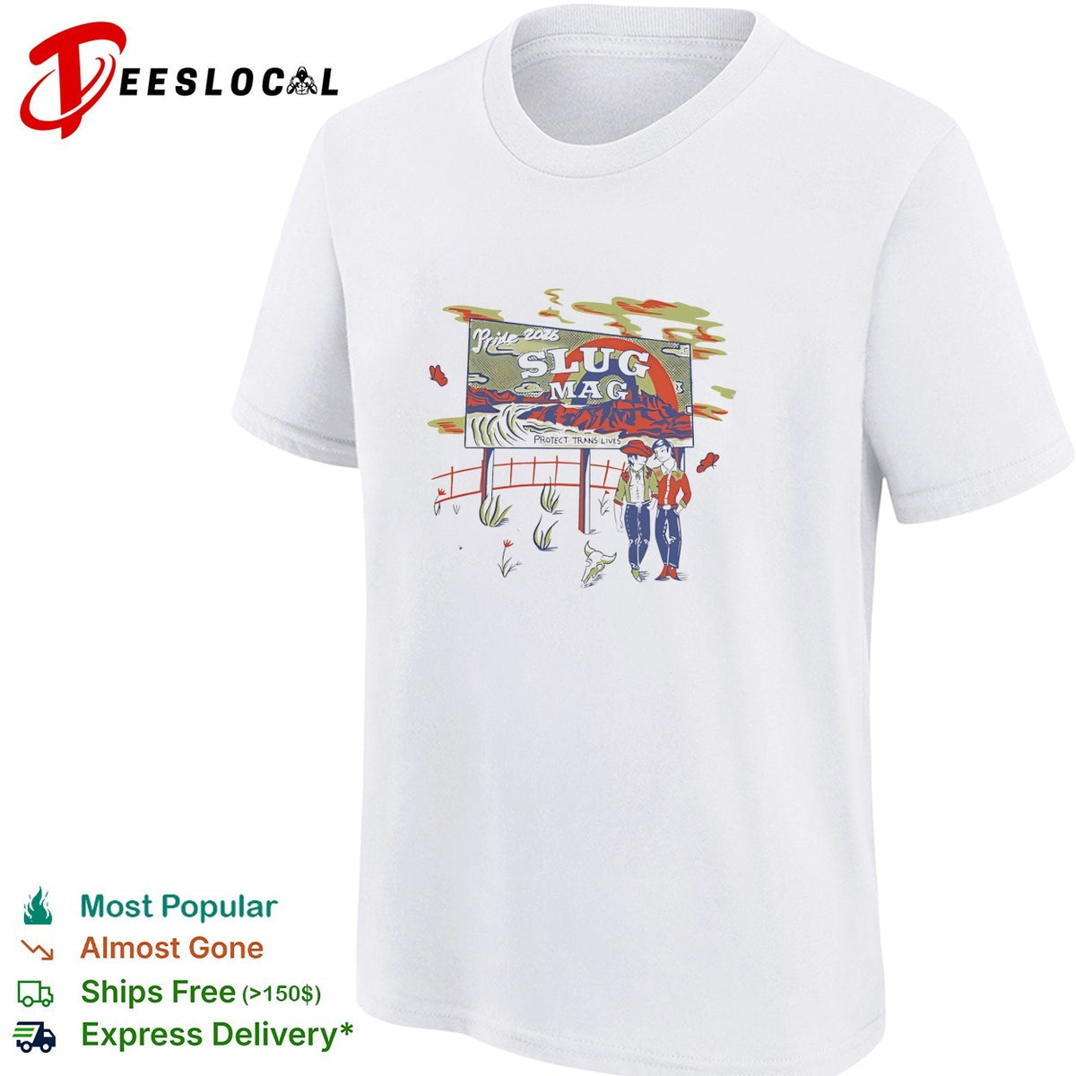 Pride 2026 Slug Mag Protect Trans Lives Desert Cowboy Illustration shirt