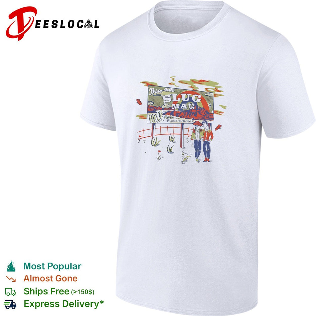 Pride 2026 Slug Mag Protect Trans Lives Desert Cowboy Illustration shirt
