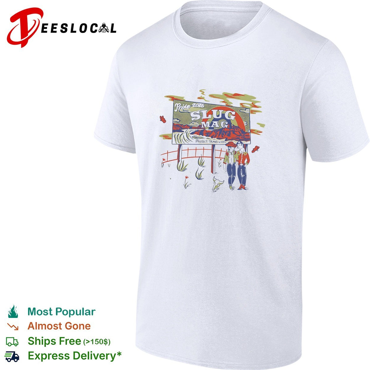 Pride 2026 Slug Mag Protect Trans Lives Desert Cowboy Illustration shirt