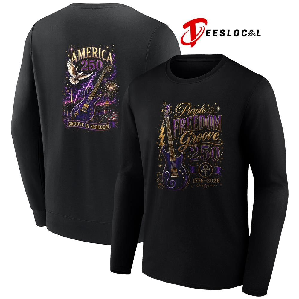 Princes purple freedom groove America 250 graphic shirt