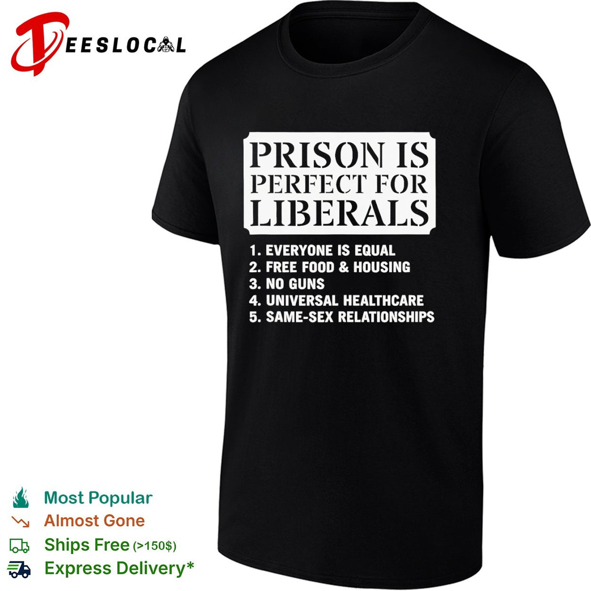 Prison is perfect for liberals everyone is equal free food and housing shirt