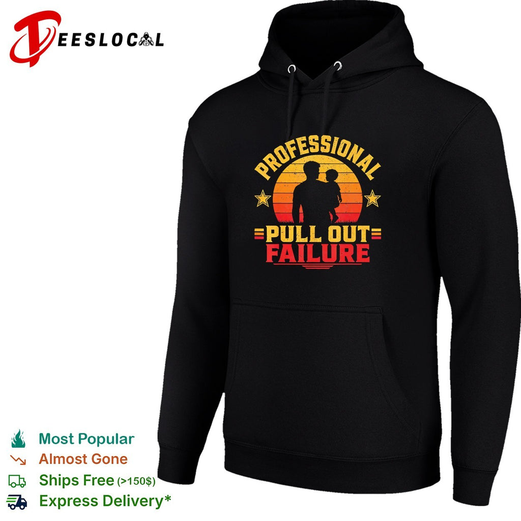 Professional pull out failure dad and toddler silhouette retro sunset humor shirt