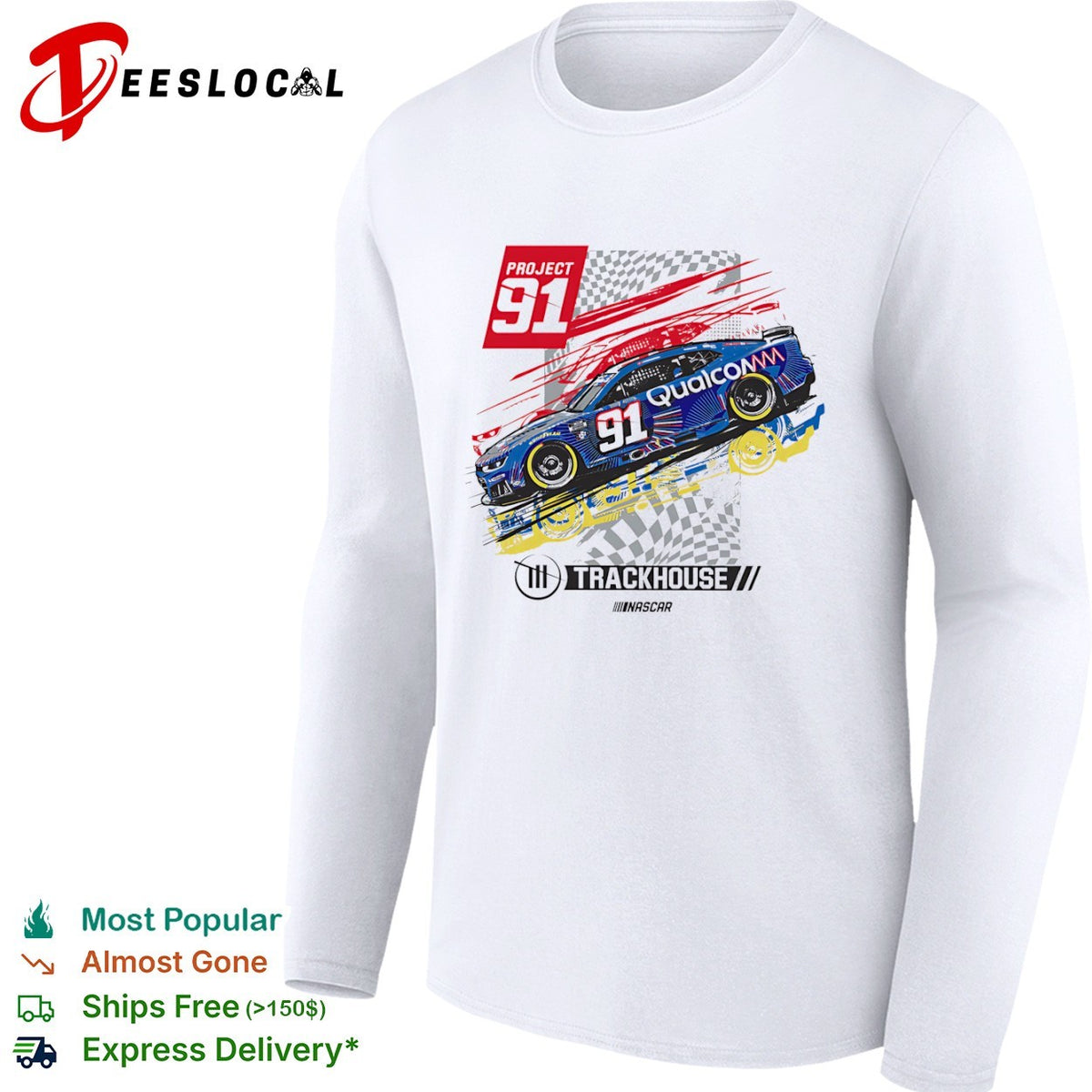 Project 91 Trackhouse Racing Qualcomm Nascar Chevrolet Camaro number 91 race shirt