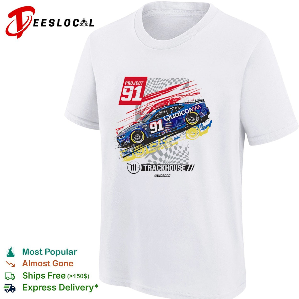 Project 91 Trackhouse Racing Qualcomm Nascar Chevrolet Camaro number 91 race shirt