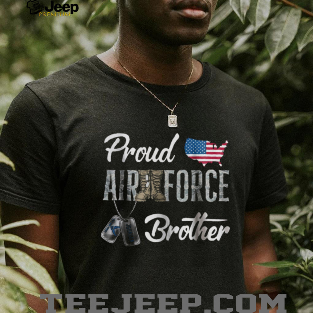 Proud Air Force Brother US Map Flag & Military Boots T shirt