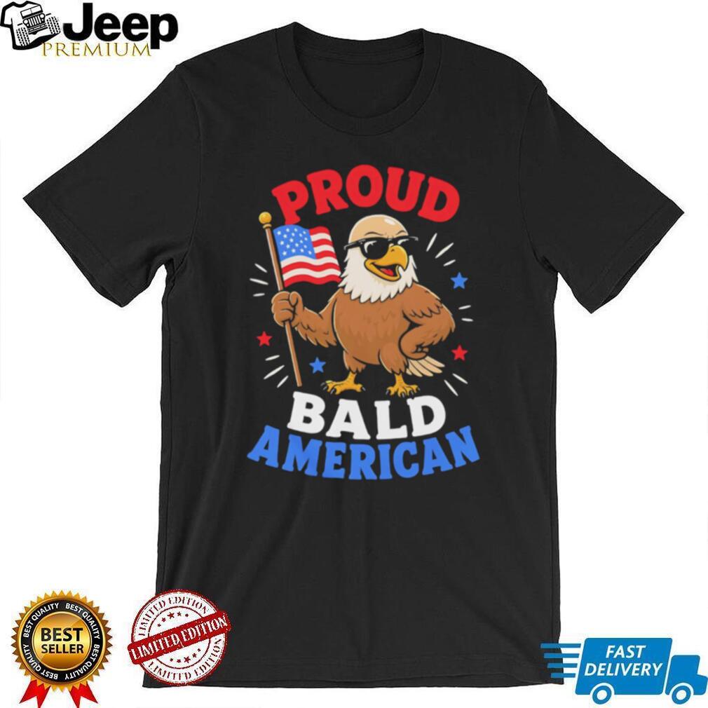 Proud Bald American Eagle Patriotic Sunglasses USA Flag T Shirt
