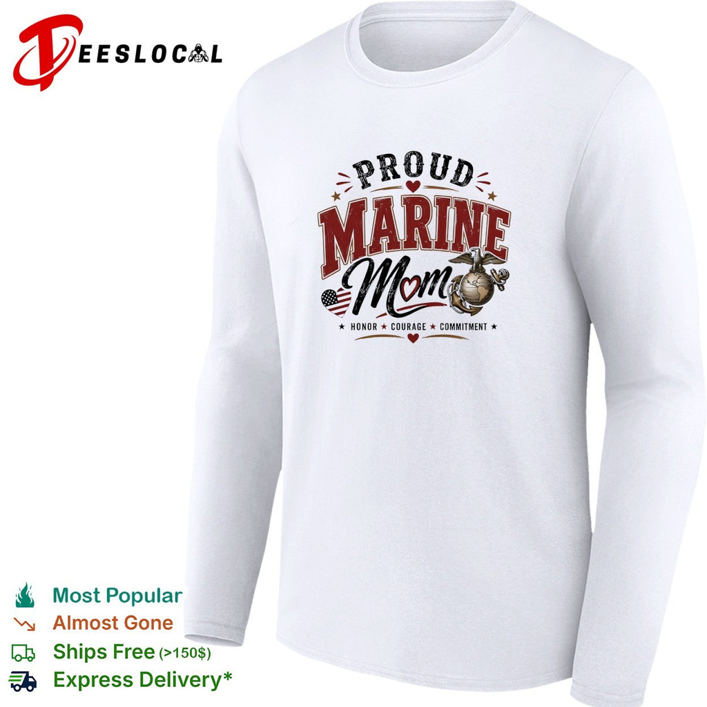 Proud Marine Mom honor courage commitment eagle emblem patriotic version two art shirt