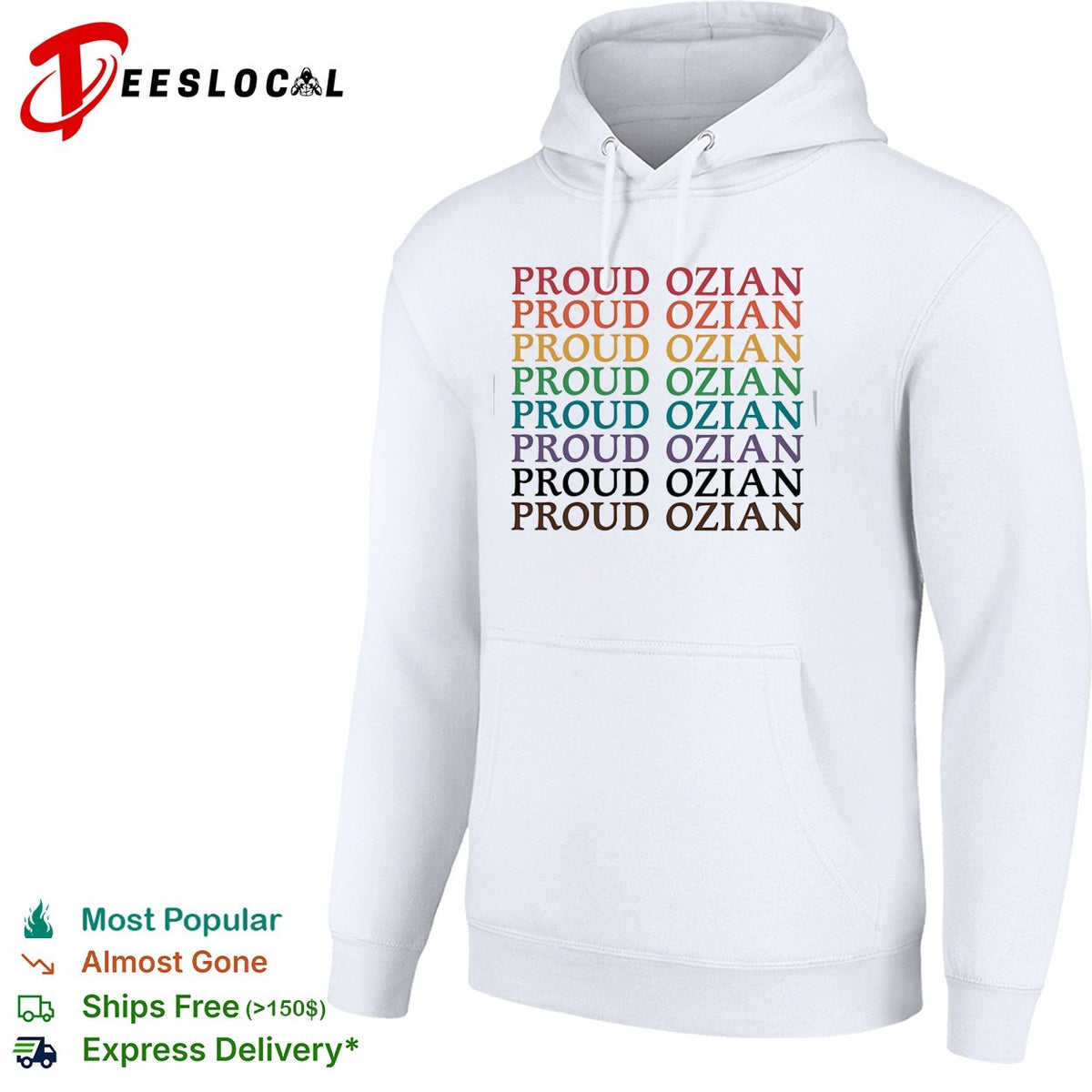 Proud Ozian rainbow multicolor repeated bold text LGBTQ Wizard of Oz fan shirt