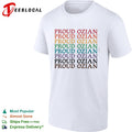 Proud Ozian rainbow multicolor repeated bold text LGBTQ Wizard of Oz fan shirt