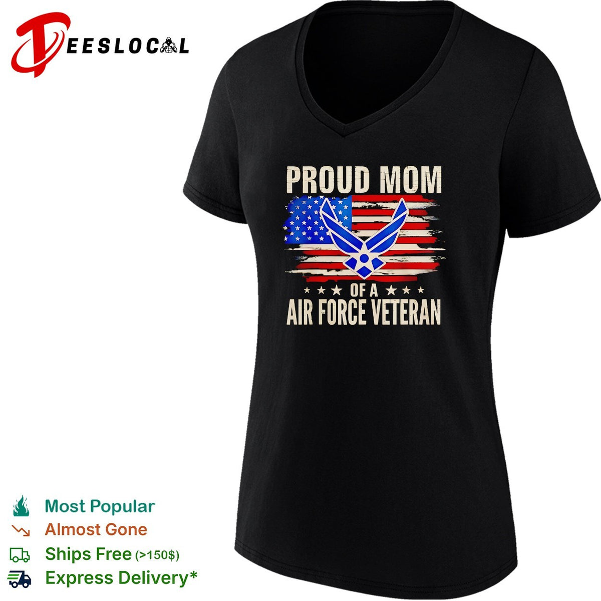 Proud mom of an Air Force Veteran USA flag distressed patriotic art shirt