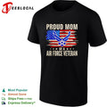 Proud mom of an Air Force Veteran USA flag distressed patriotic art shirt
