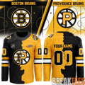 Providence Bruins x Boston Bruins Mashup Logo Custom Hockey Jersey
