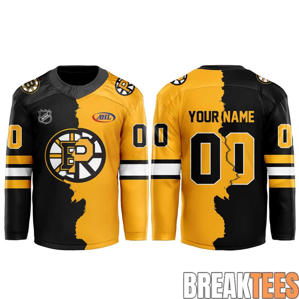 Providence Bruins x Boston Bruins Mashup Logo Custom Hockey Jersey