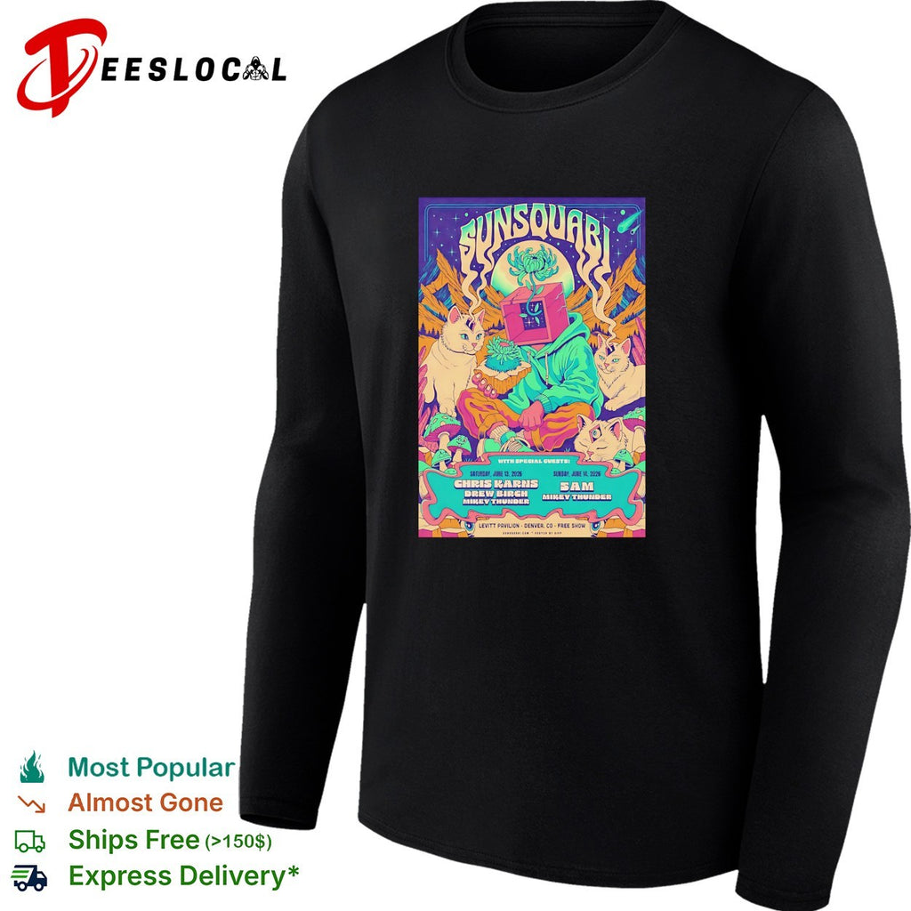 Psychedelic animated creatures neon music festival concert framed poster art shirt
