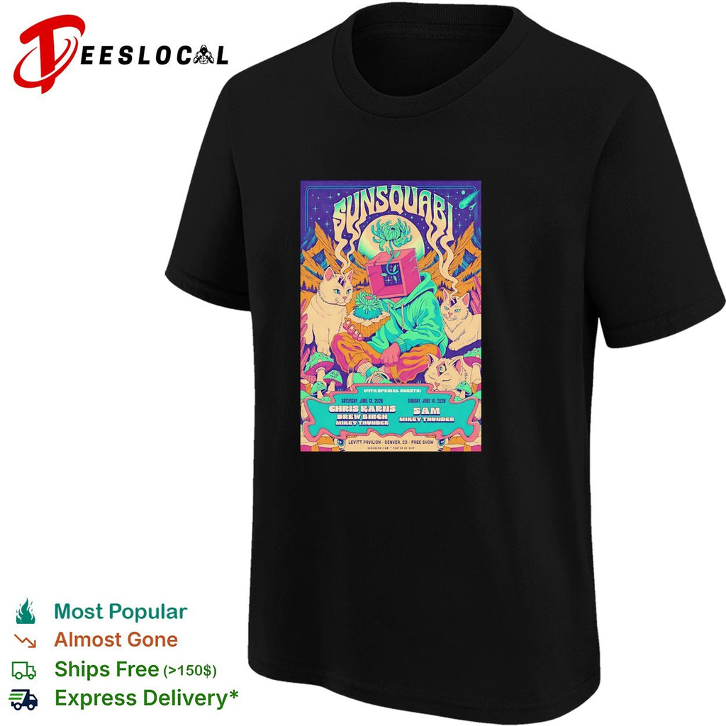 Psychedelic animated creatures neon music festival concert framed poster art shirt