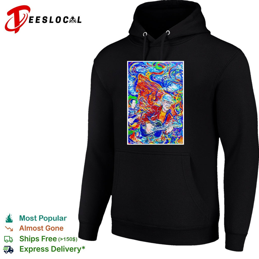 Psychedelic guitarist colorful swirling abstract concert framed poster art shirt