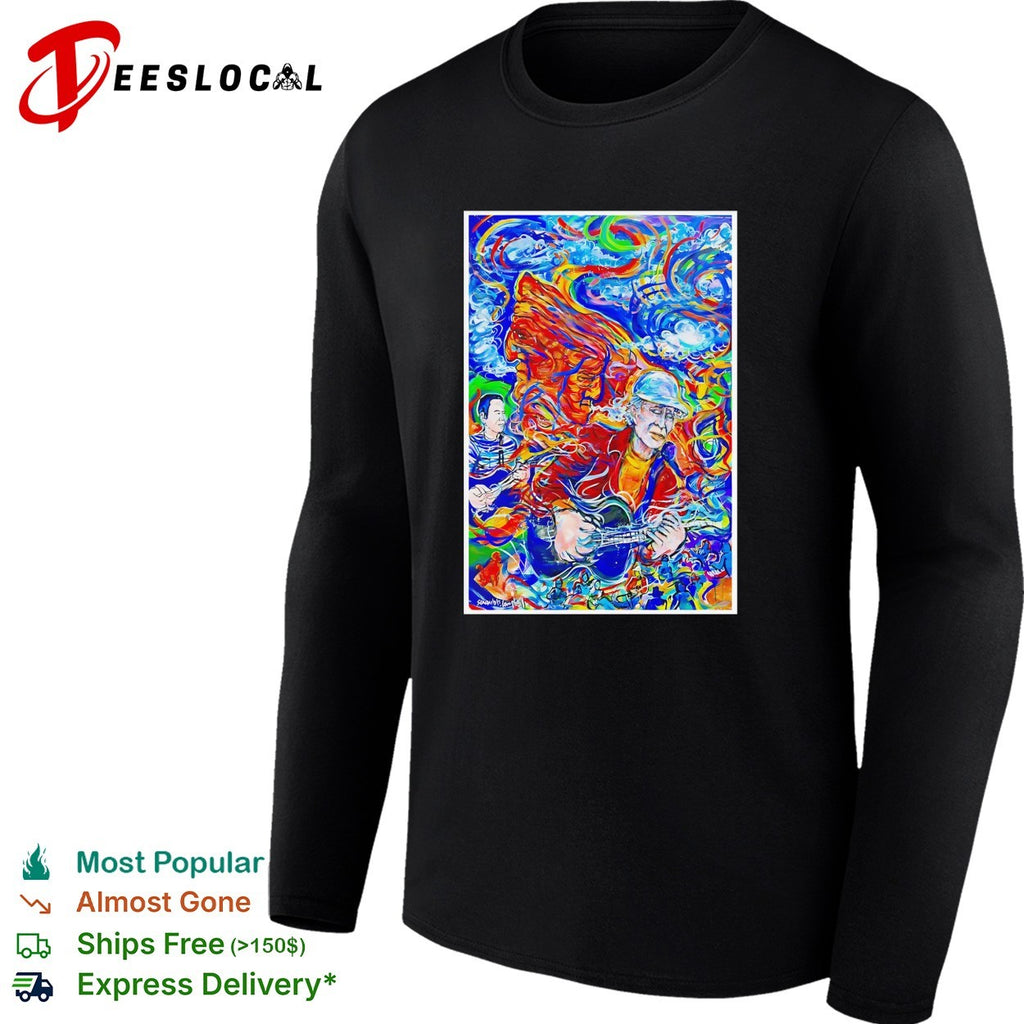 Psychedelic guitarist colorful swirling abstract concert framed poster art shirt