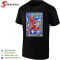 Psychedelic guitarist colorful swirling abstract concert framed poster art shirt