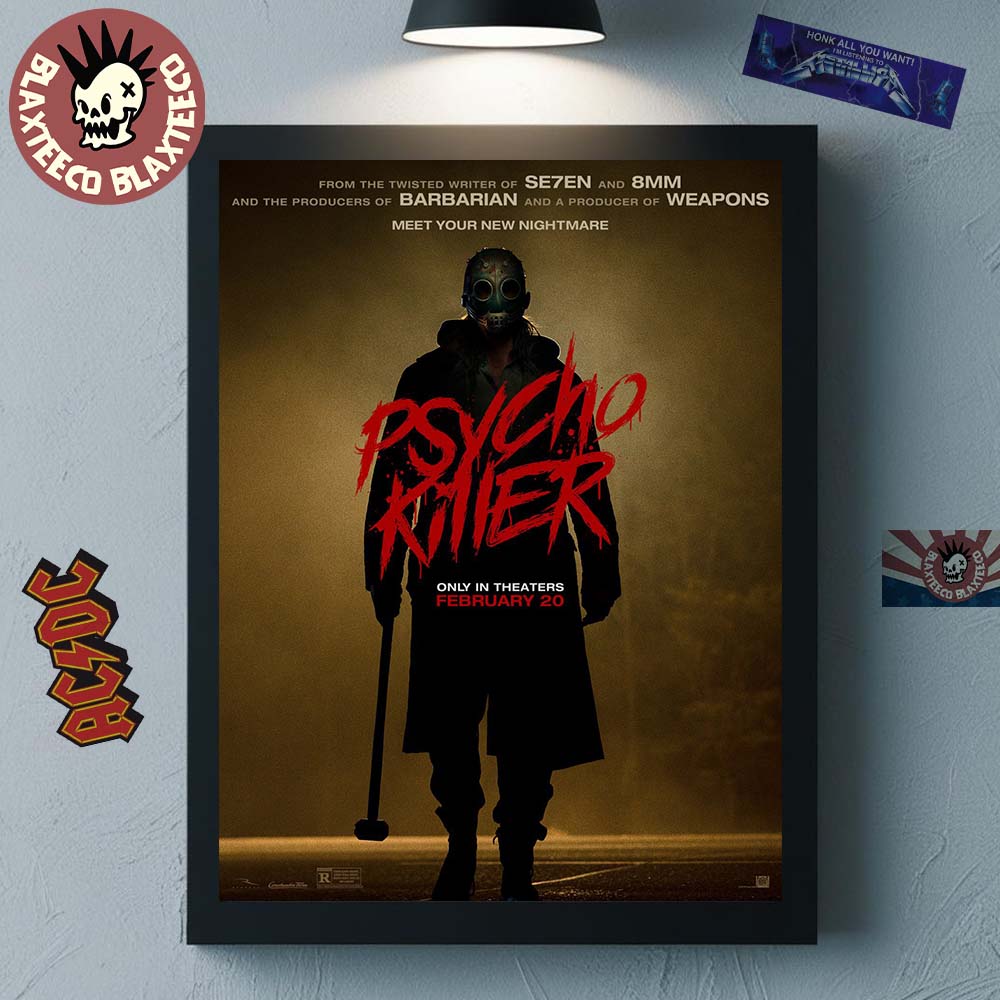 Psycho Killer New Poster Serial Killer Horror Film Only In Theaters February 20 2026 Home Decor Poster Canvas