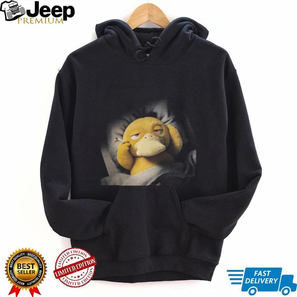 Psyduck Waking Up Smoking Cigarette Funny Retro Aesthetic T Shirt