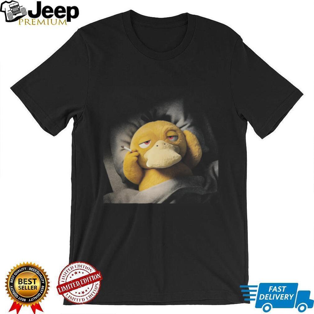 Psyduck Waking Up Smoking Cigarette Funny Retro Aesthetic T Shirt