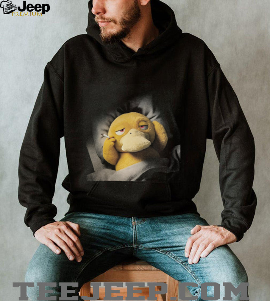 Psyduck Waking Up Smoking Cigarette Funny Retro Aesthetic T Shirt