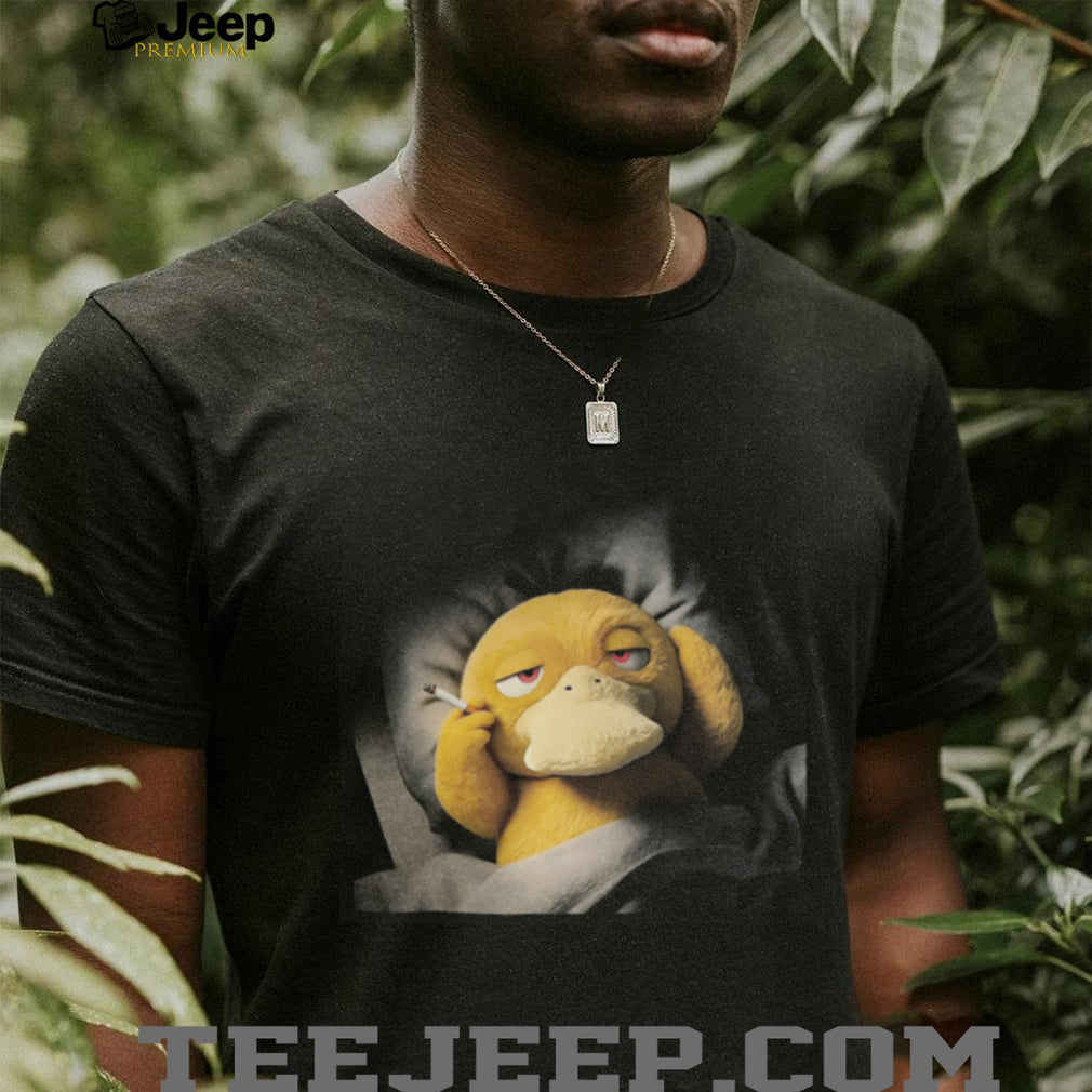 Psyduck Waking Up Smoking Cigarette Funny Retro Aesthetic T Shirt